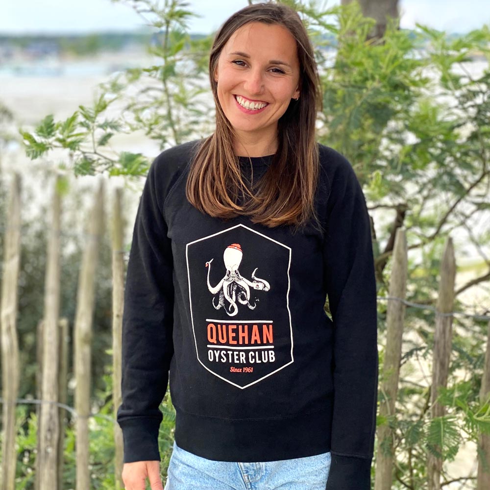 Sweat noir col rond femme Quehan Oyster club