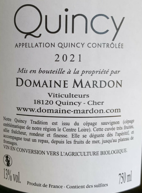 Étiquette Quincy Domaine Mardon